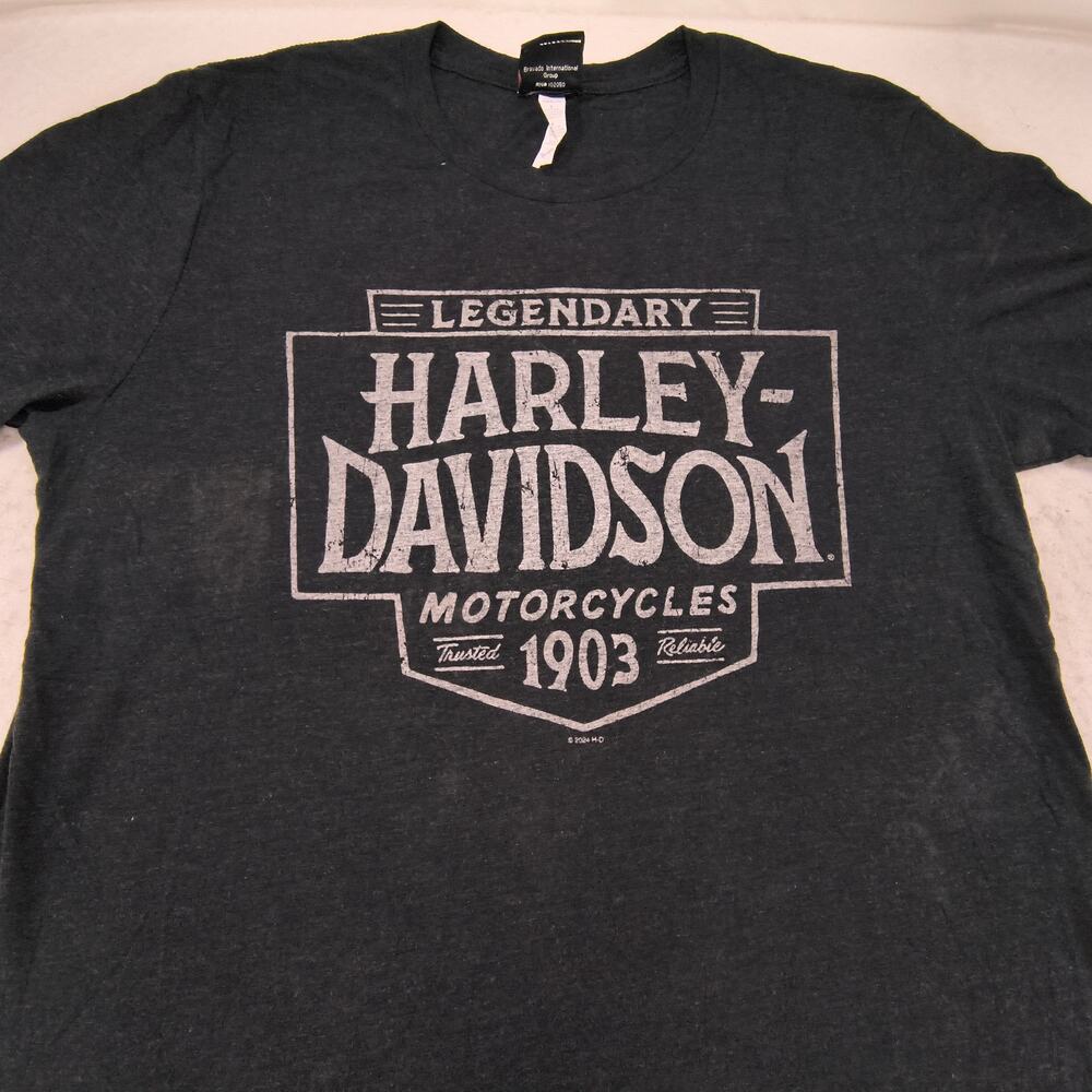 Harley Davidson Crew Neck Short Sleeve Shirt Mens Size Large L Black White